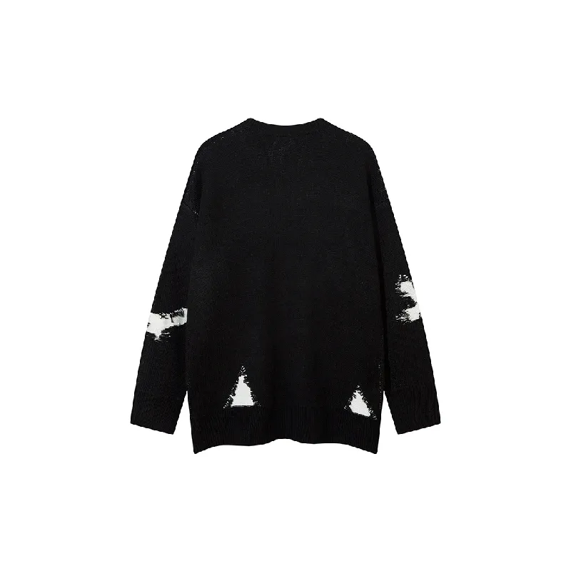 Casual Butterfly Contrast Loose Blended Synthetic Fabrics Sweater-1