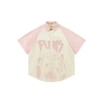 Cool Character Letter Graffiti Print Short Sleeve Shirt