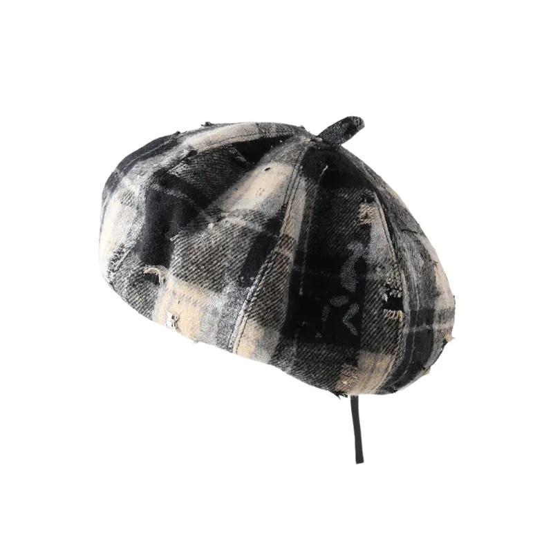 Retro Plaid Beret-1