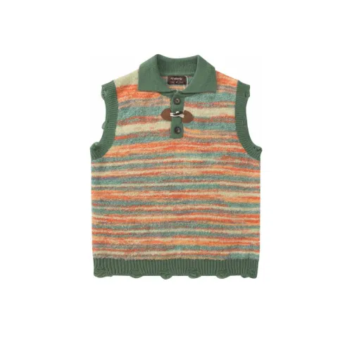 Retro Striped Knitted Polo Vest