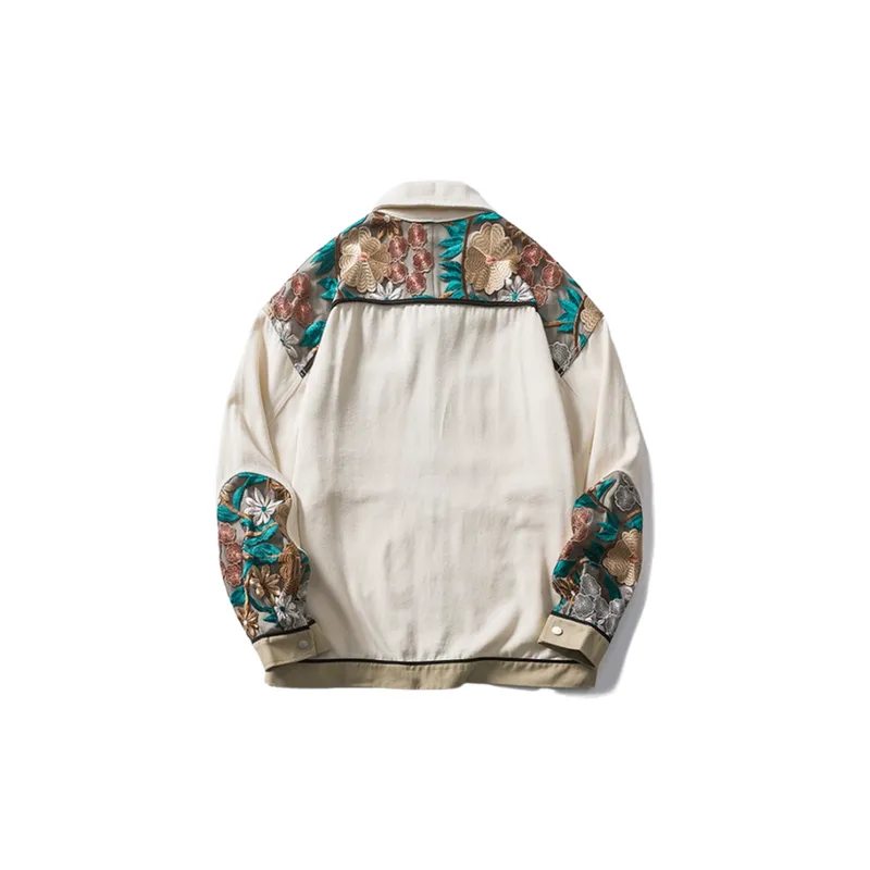 Lace Floral Cotton Blended Fabric Jacket-1
