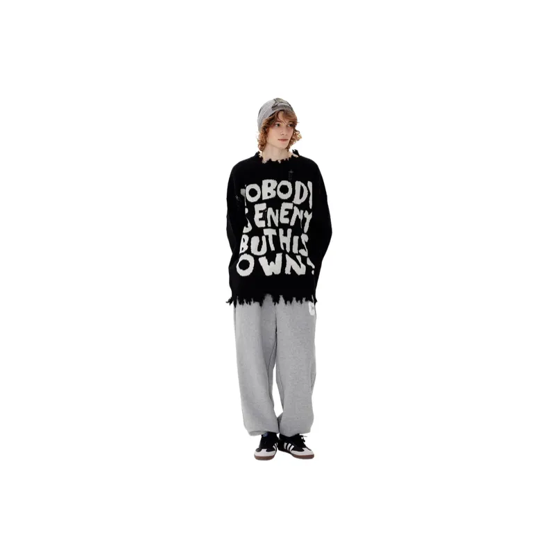 Street Distress Polyester Sweater-2