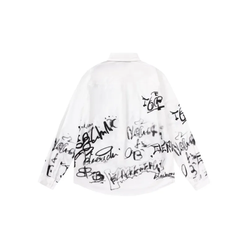 Hip Hop Letter Long Sleeve Casual Shirt-4