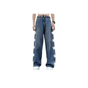 Trendy Hip Hop Star Print Jeans