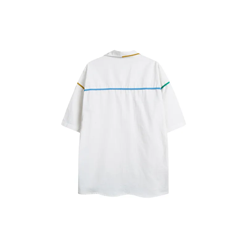 Trendy Pocket Loose Short Sleeved Shirt-1