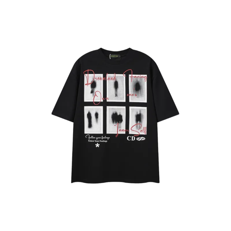 Trendy Portrait Printing Round Neck T Shirt
