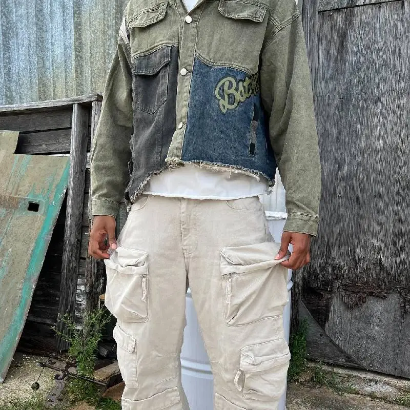 New Style Street Irregular Loose Stitching Street Denim Jacket swag OOTD-7