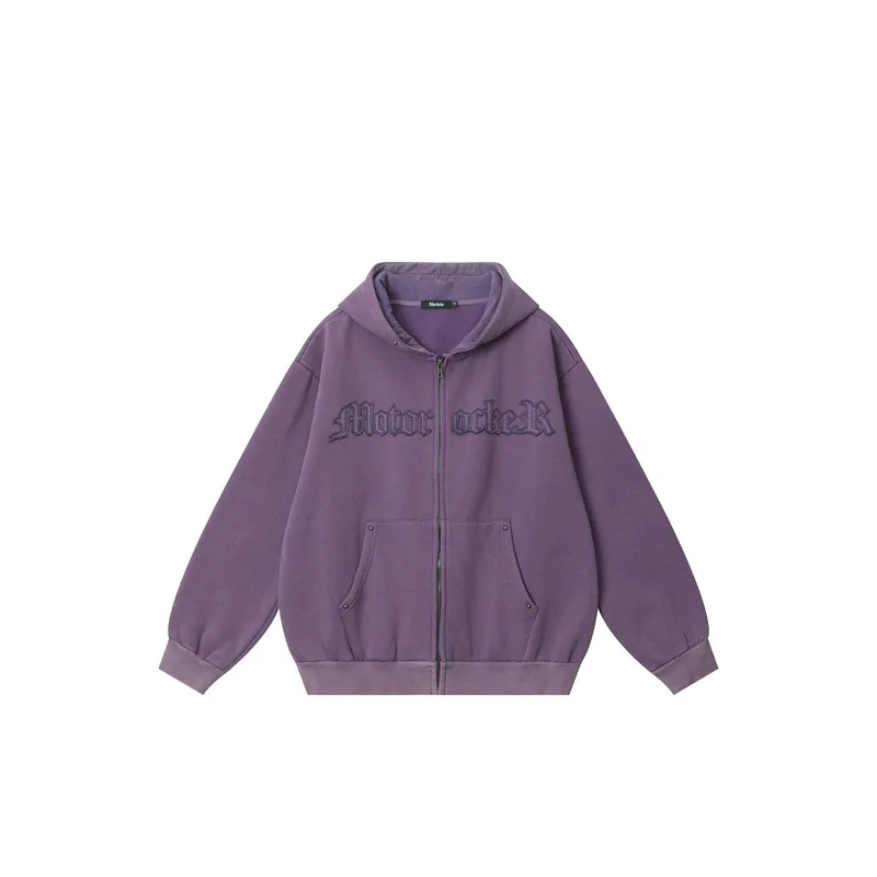Letter Embroidered Loose Casual Hoodie-0