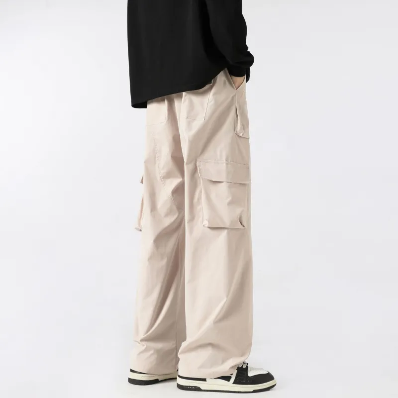 Retro Trendy Blended Synthetic Fabrics Cargo Pants-7