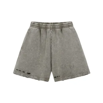 Washed Distress Cotton Sports Shorts