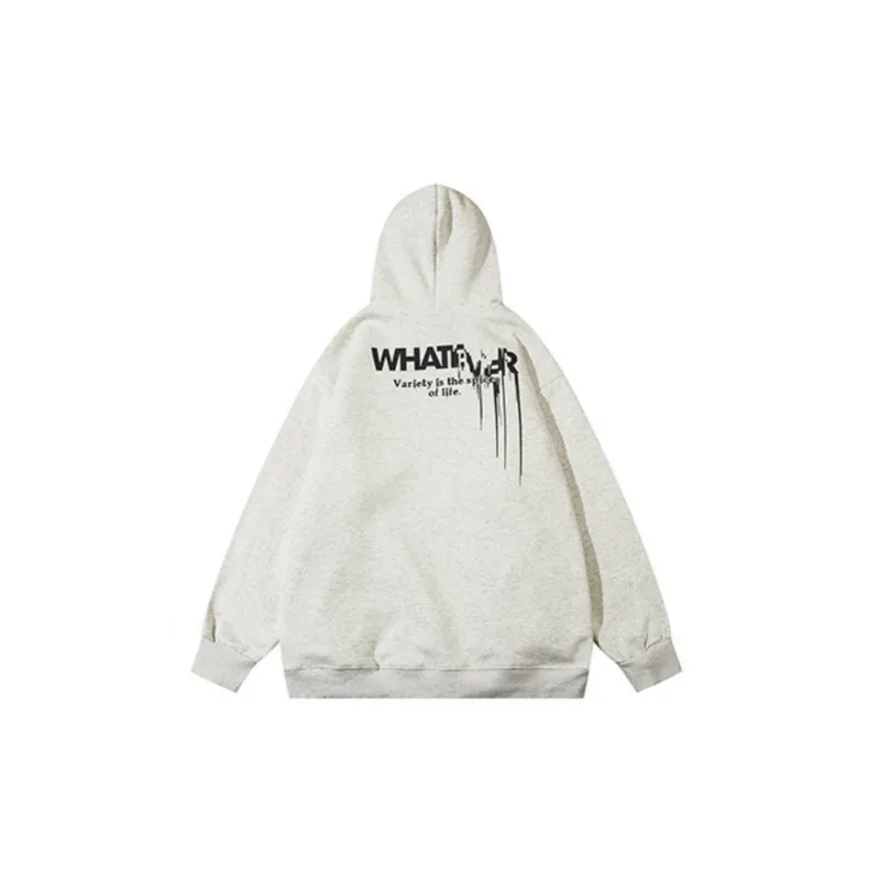 Retro Niche Graffiti Letter Printing Loose Fleece lined Hoodie-1