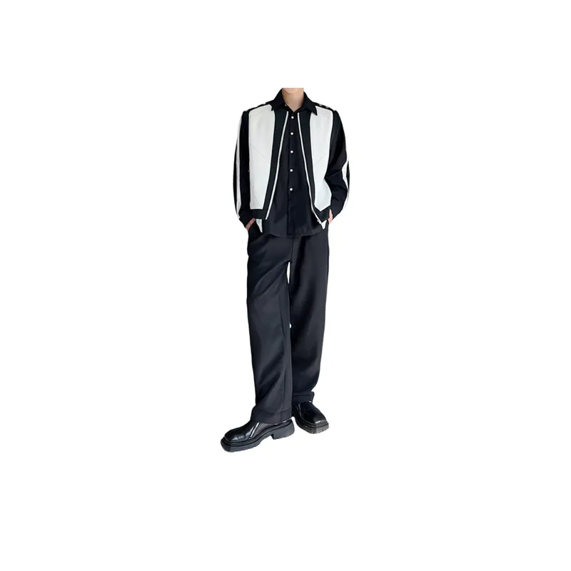 Casual Black and White Contrast Jacket-4