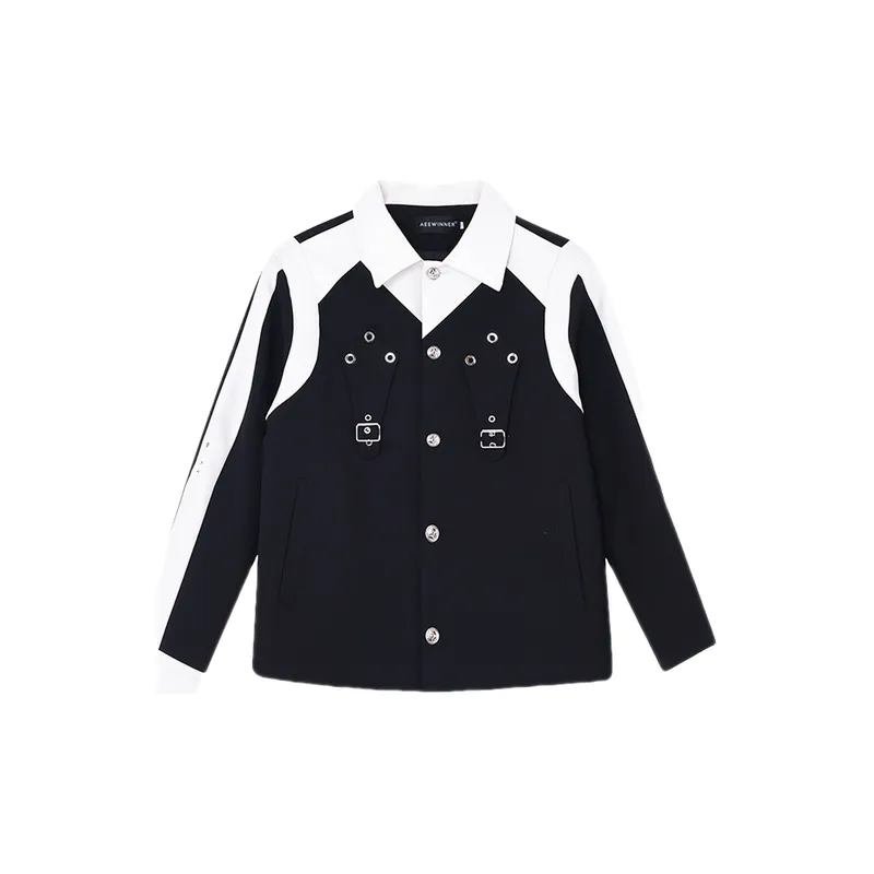 Black and White Stitching Contrast Color Jacket-1