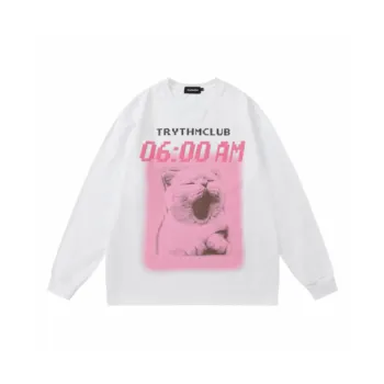 Retro Sleepy Cat Printed Top