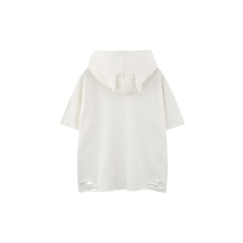 Fashionable Ripped Cotton Blended Fabric T Shirt Unisex-1