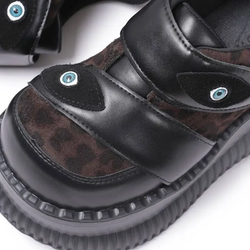 Leopard Print Contrast Color Platform Shoes-2