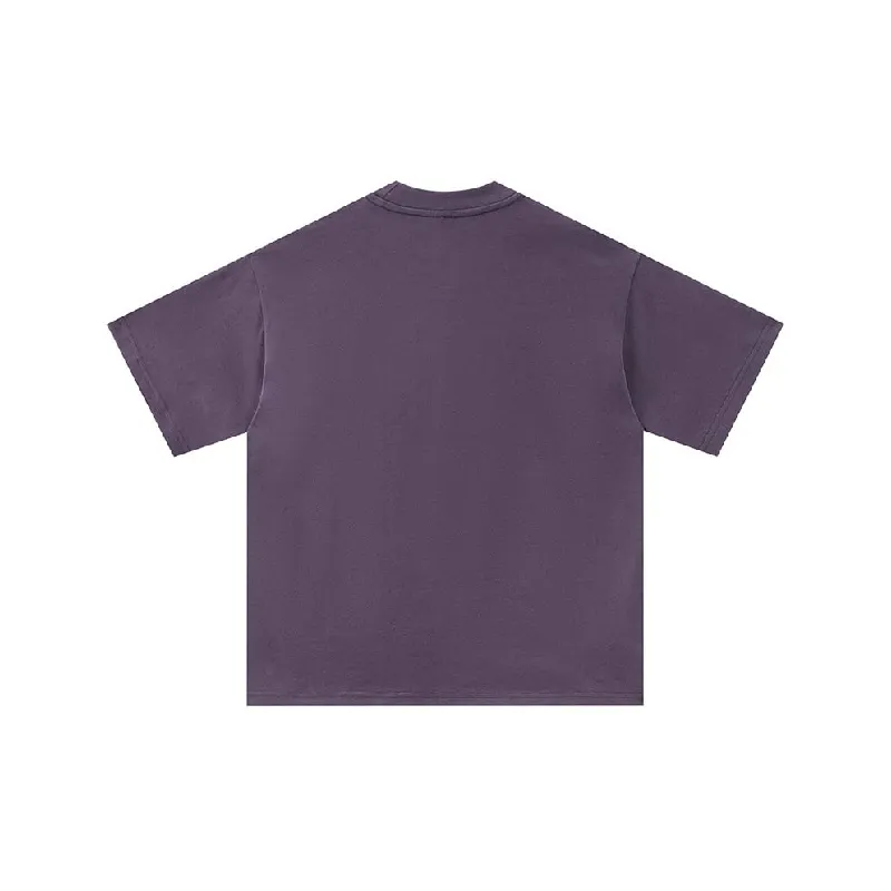 Retro Letter Cotton Blended Fabric T Shirt-3