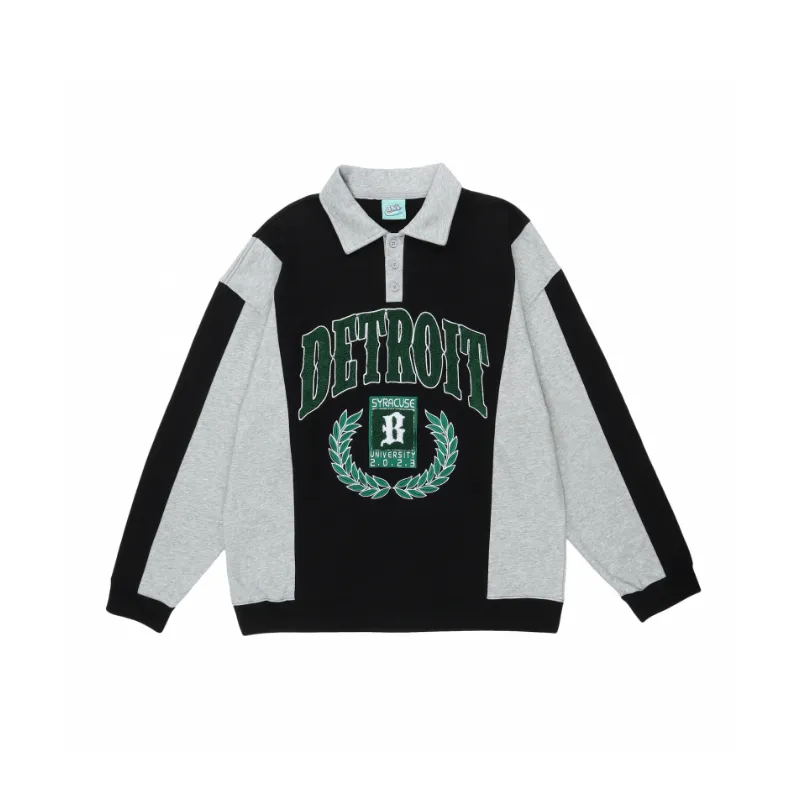 Retro Trendy Letter Print Polo Shirt-0