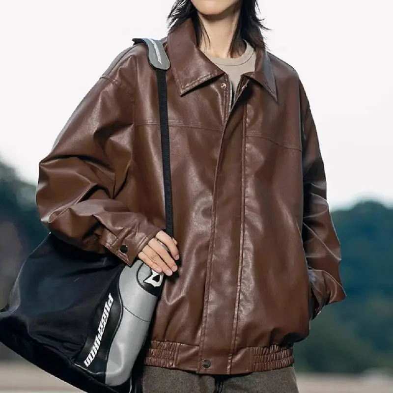 Fashionable Waterproof Polyester Leather Jacket Women-8