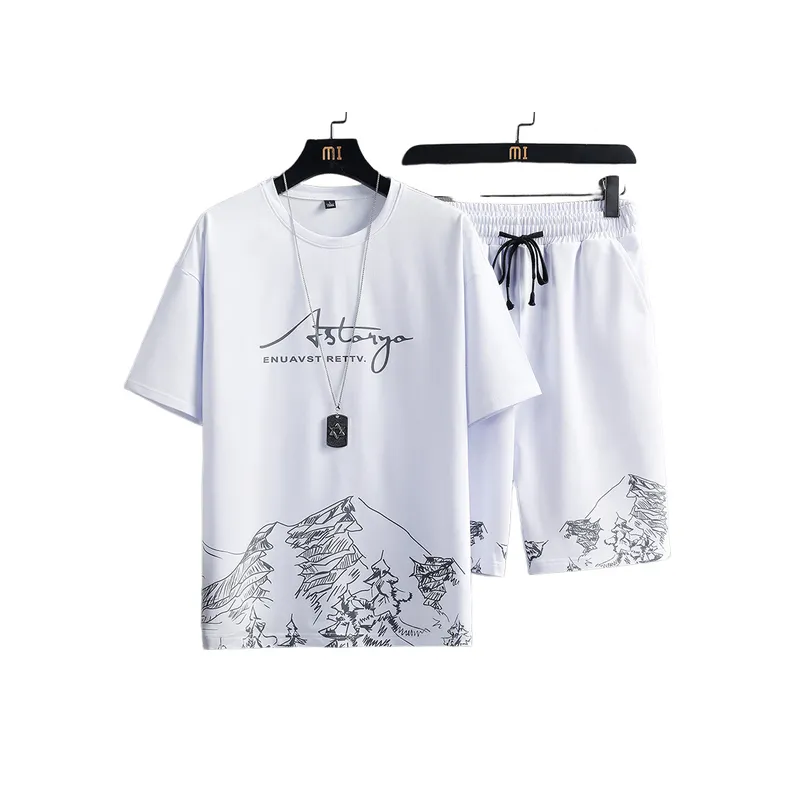 New Snow Mountain Print Two Piece Set-0