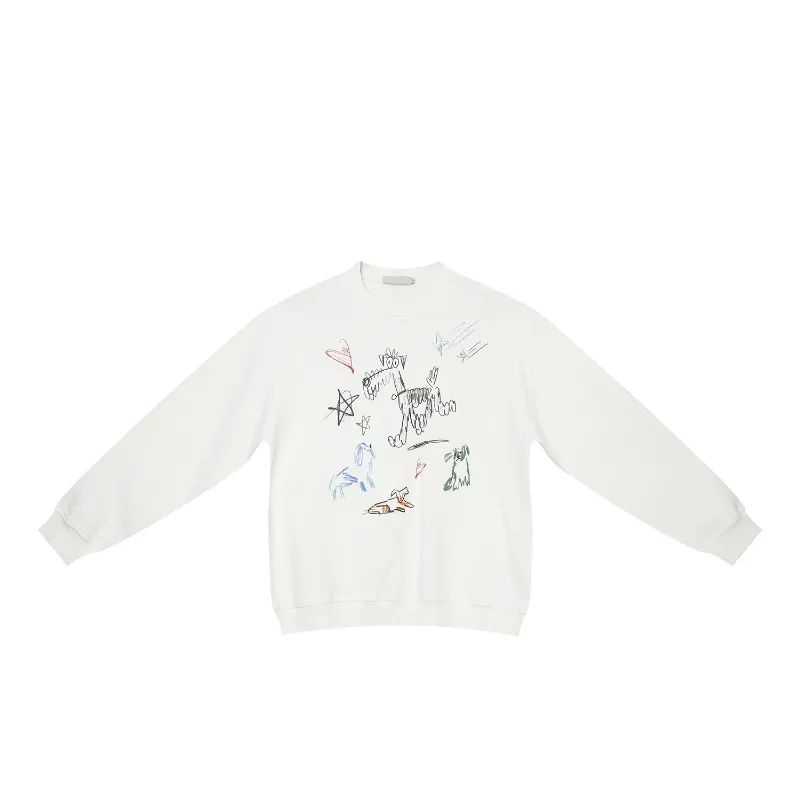New Retro Graffiti Printing Loose Plus Velvet Crew Neck Hoodie-5