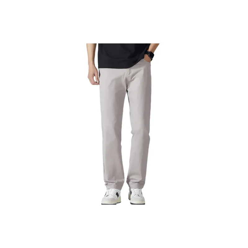 Simple Plain Cotton Blended Fabric Casual Pants Unisex-2