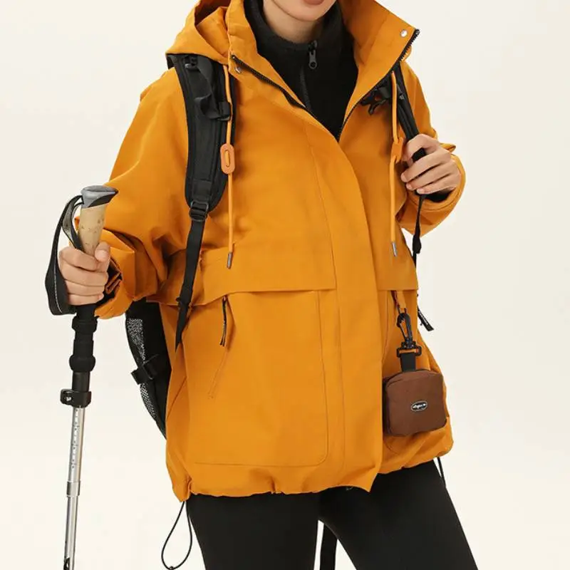 Fashionable Loose Blended Synthetic Fabrics Outdoor Jacket-2