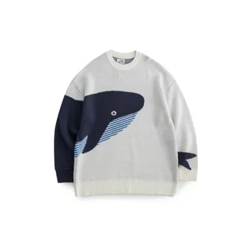 Cartoon Whale Crewneck Sweater Fashion Brand Casual Loose All match Pullover Sweater