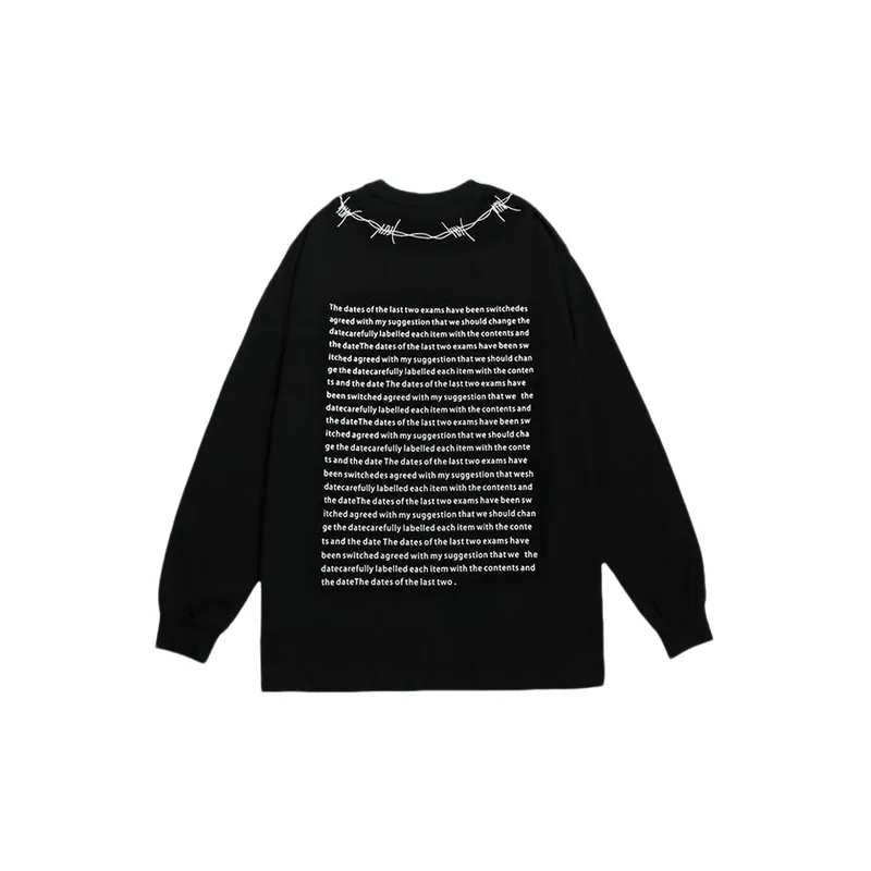 High Street Dark style Loose Long sleeved Retro Briar Nose Printed Top-3