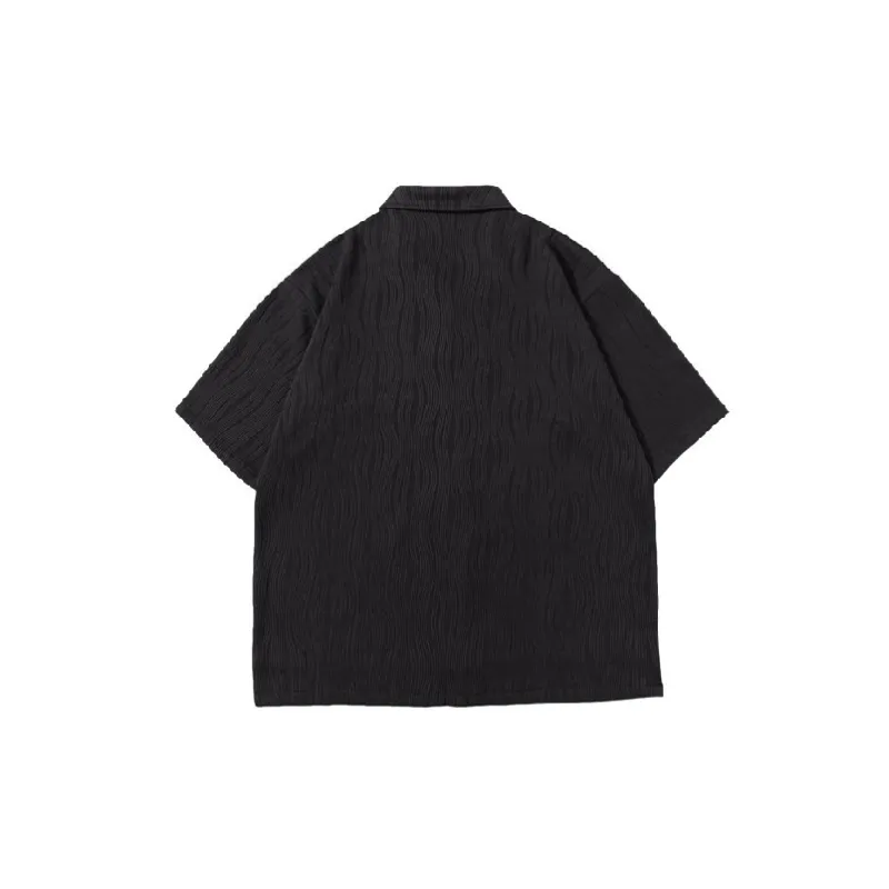 Plain Loose Blended Synthetic Fabrics Shirt Unisex-3