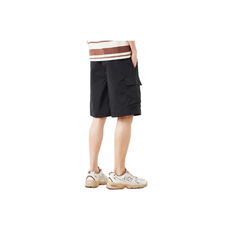 Loose Simple Polyester Cargo Shorts-7