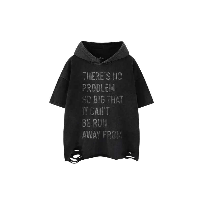 Retro Letter Cotton Blended Fabric T-Shirt Unisex-2