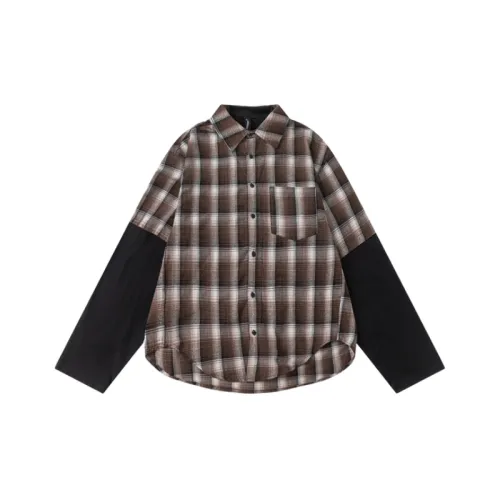 Plaid Stitching Long Sleeve Unique Chic Shirt