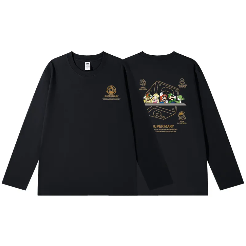 Casual Long Sleeve Combed Cotton T Shirt-3