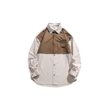 Design Niche Stitching Contrast Color Long Sleeve Shirt