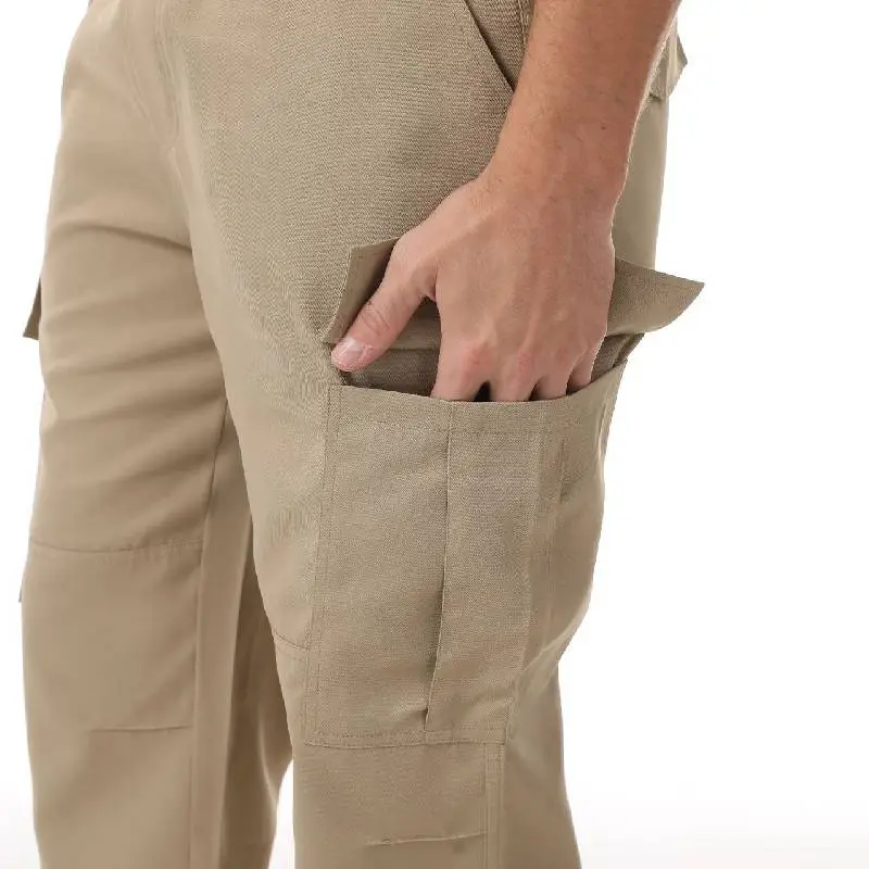 Simple Plain Blended Synthetic Fabrics Cargo Pants-3
