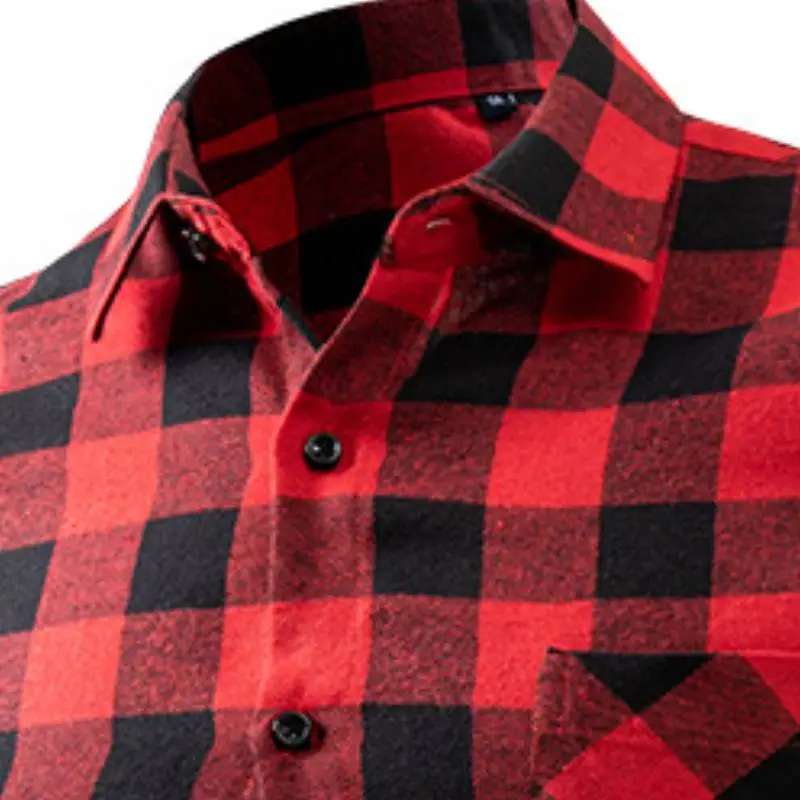 Casual Plaid Cotton Blended Fabric Shirt-3