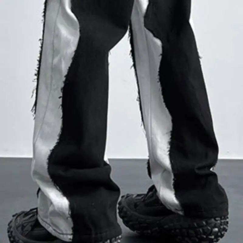 Loose Style Color Matching Jeans-3