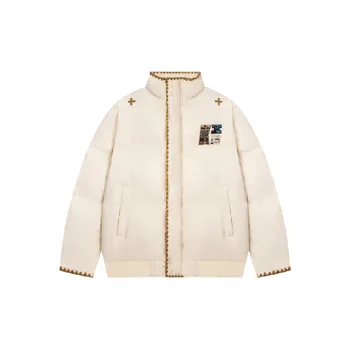 Retro Embroidere Blended Synthetic Fabrics Quilted Jacket