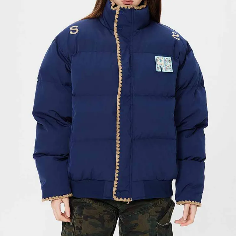 Simple Letter Plaid Quilted Jacket-12