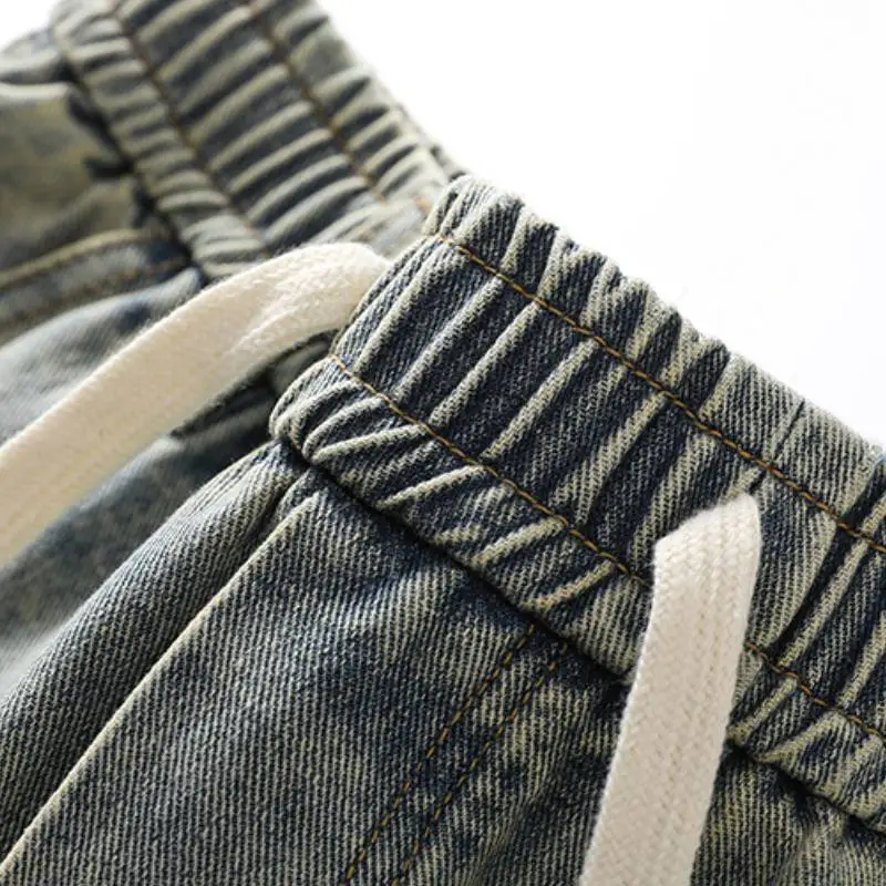 Fashionable Loose Denim Cargo Pants-6