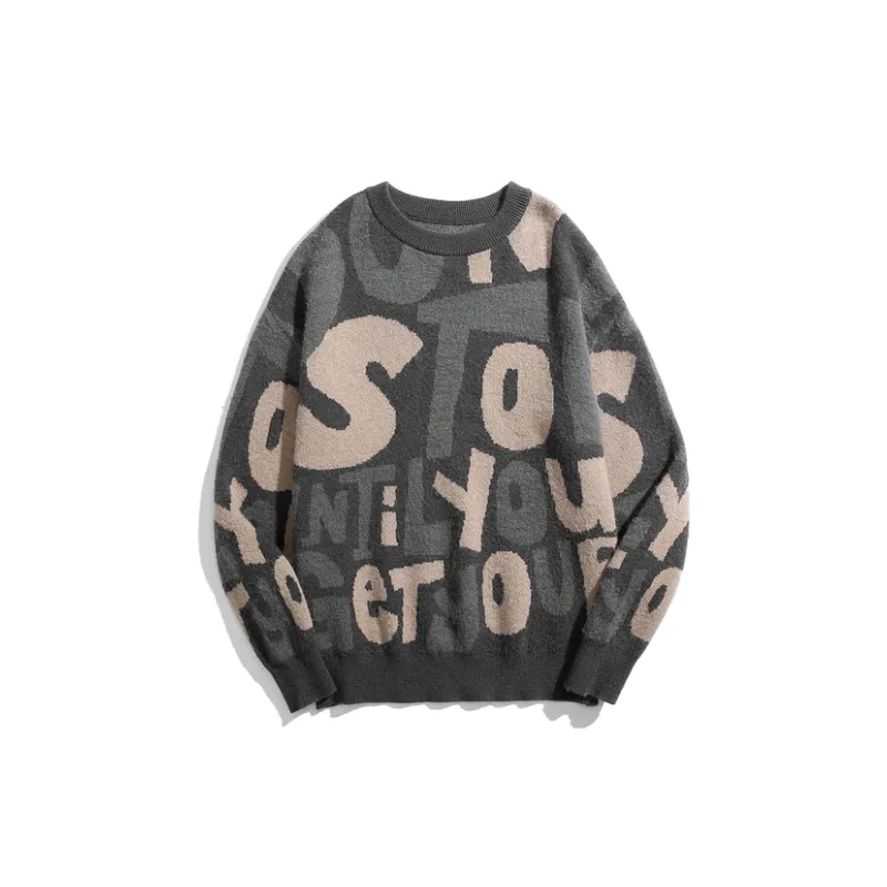 New Vintage Loose Trendy Brand Round Neck Thickened Knitwear swag OOTD-0