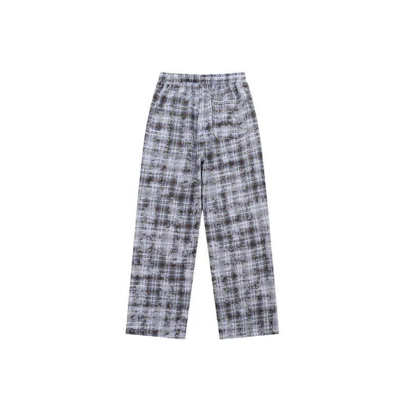 Distress Plaid Casual Pants-1