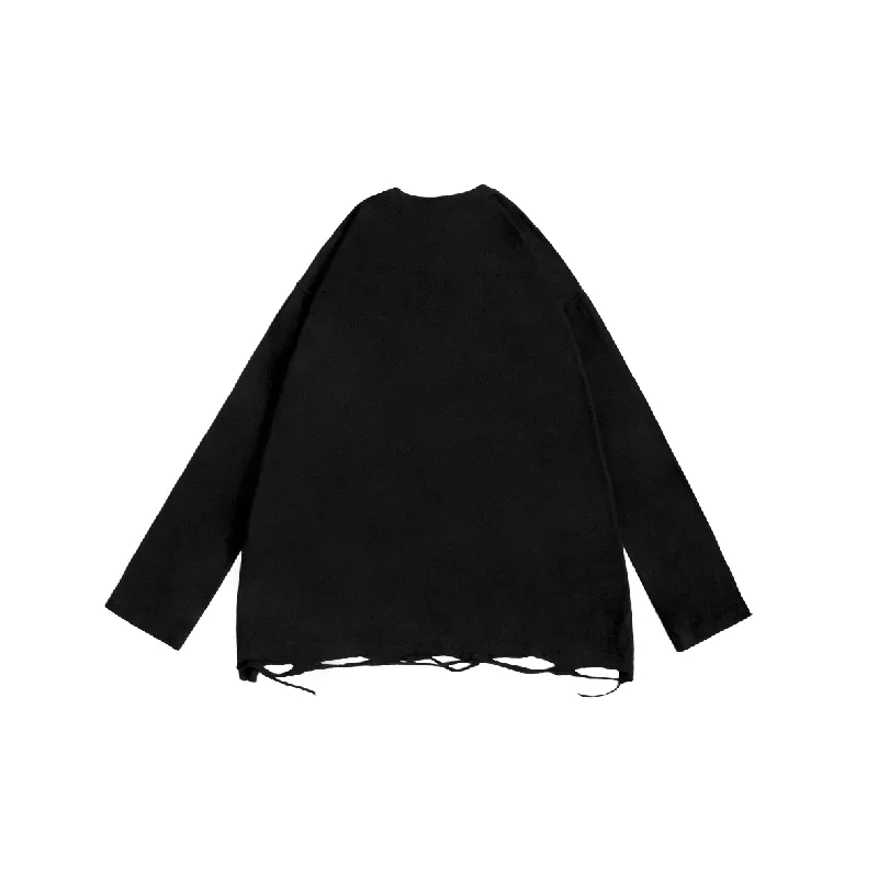 Trendy Long Sleeve Loose 100% Cotton T Shirt-1
