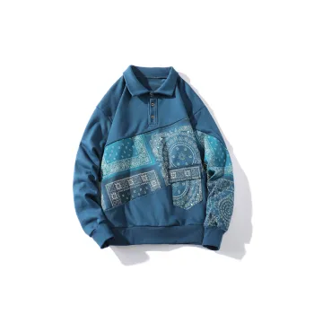 Retro Print Polo Sweater Jacket