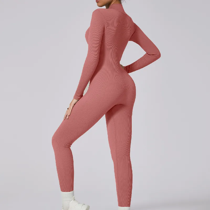 Basics Zipper Blended Synthetic Fabrics Bodysuit Women-3