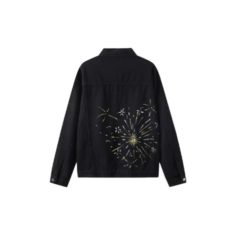 Hand Painted Fireworks Letter Top Loose Casual Lapel Jacket-5
