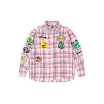 Autumn American Style Vintage Creative Padded Embroidered Long Sleeve Shirt Oversize Loose Trendy Brand Shirt