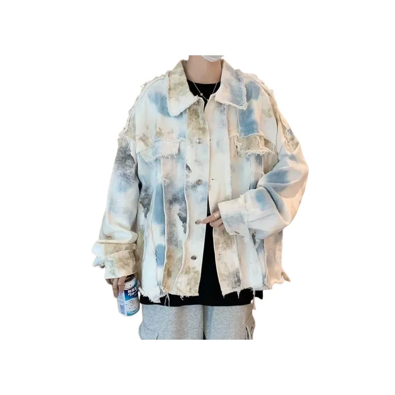 Loose Trendy Tie Dyed Gradient Jacket-0
