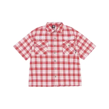 Loose Plaid Linen Blend Fabric Shirt Unisex
